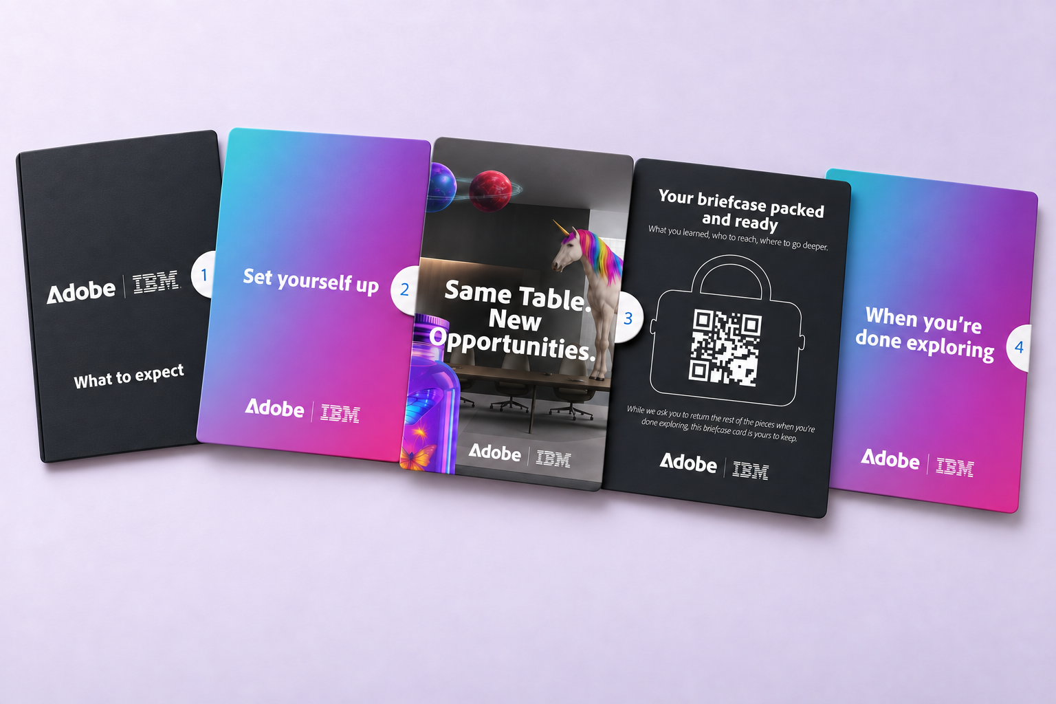 Four guidance inserts arranged with the experience kit